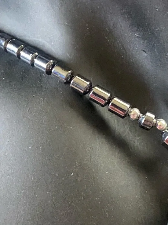 Liz Claiborne dark pearl acorn Necklace and Black Hematite dog tag necklace set - Picture 9 of 11